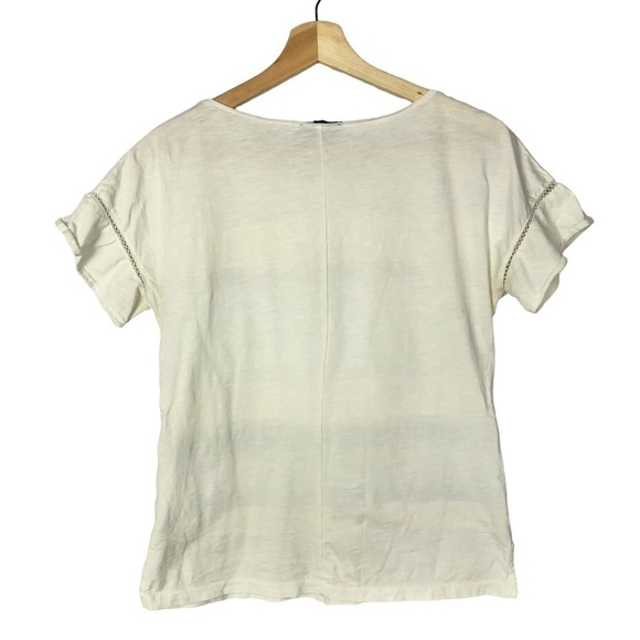 J. Crew Off White Flutter Sleeve Embroidered Short Sleeve Top XS - Picture 2 of 3